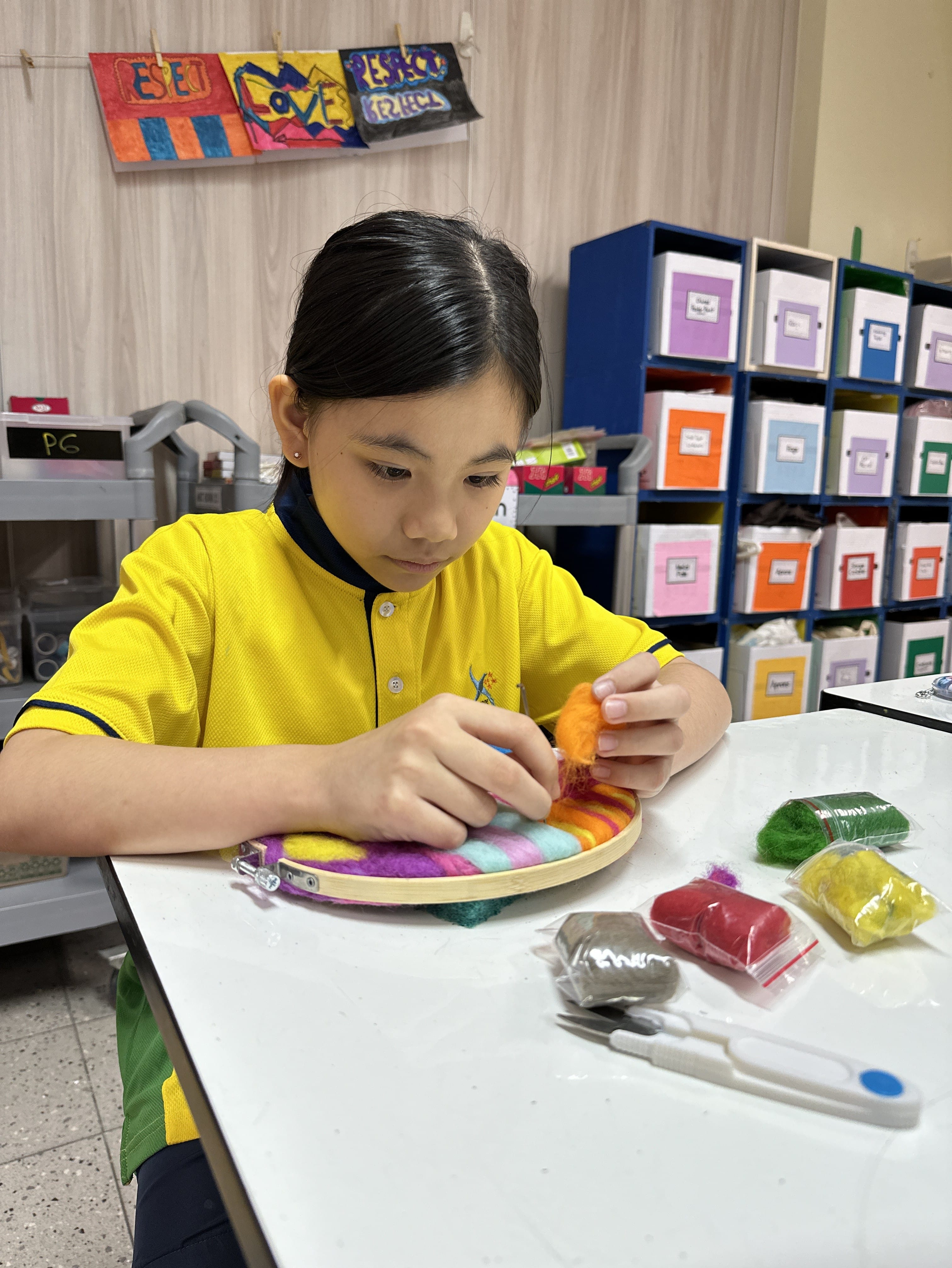 A student from 4Respect doing needle felting